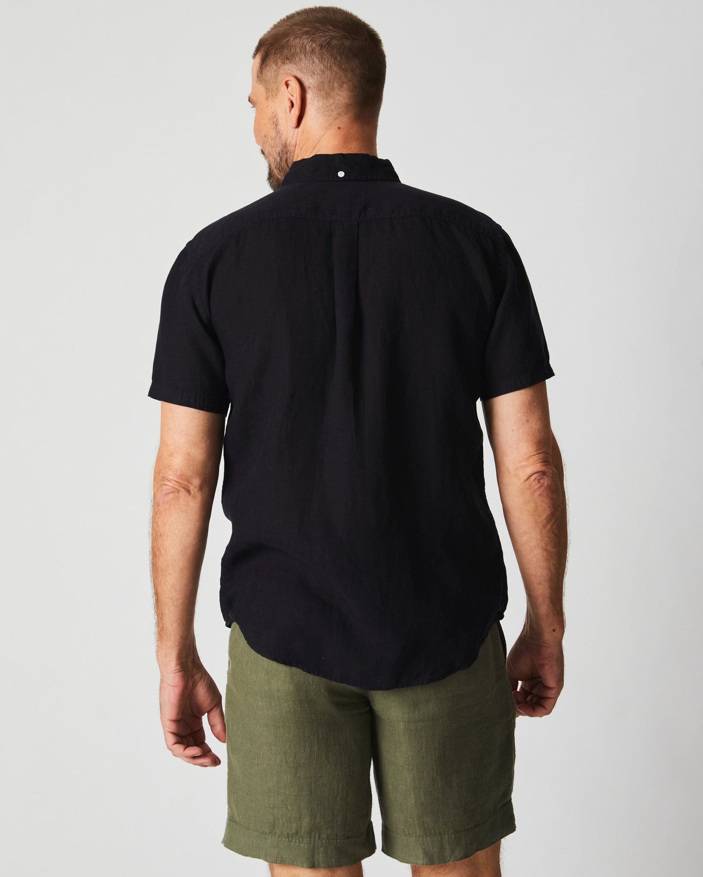 Short Sleeve Linen Tuscumbia Shirt Button Down Black Billy Reid