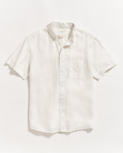 Short Sleeve Linen Tuscumbia Shirt Button Down White Billy Reid