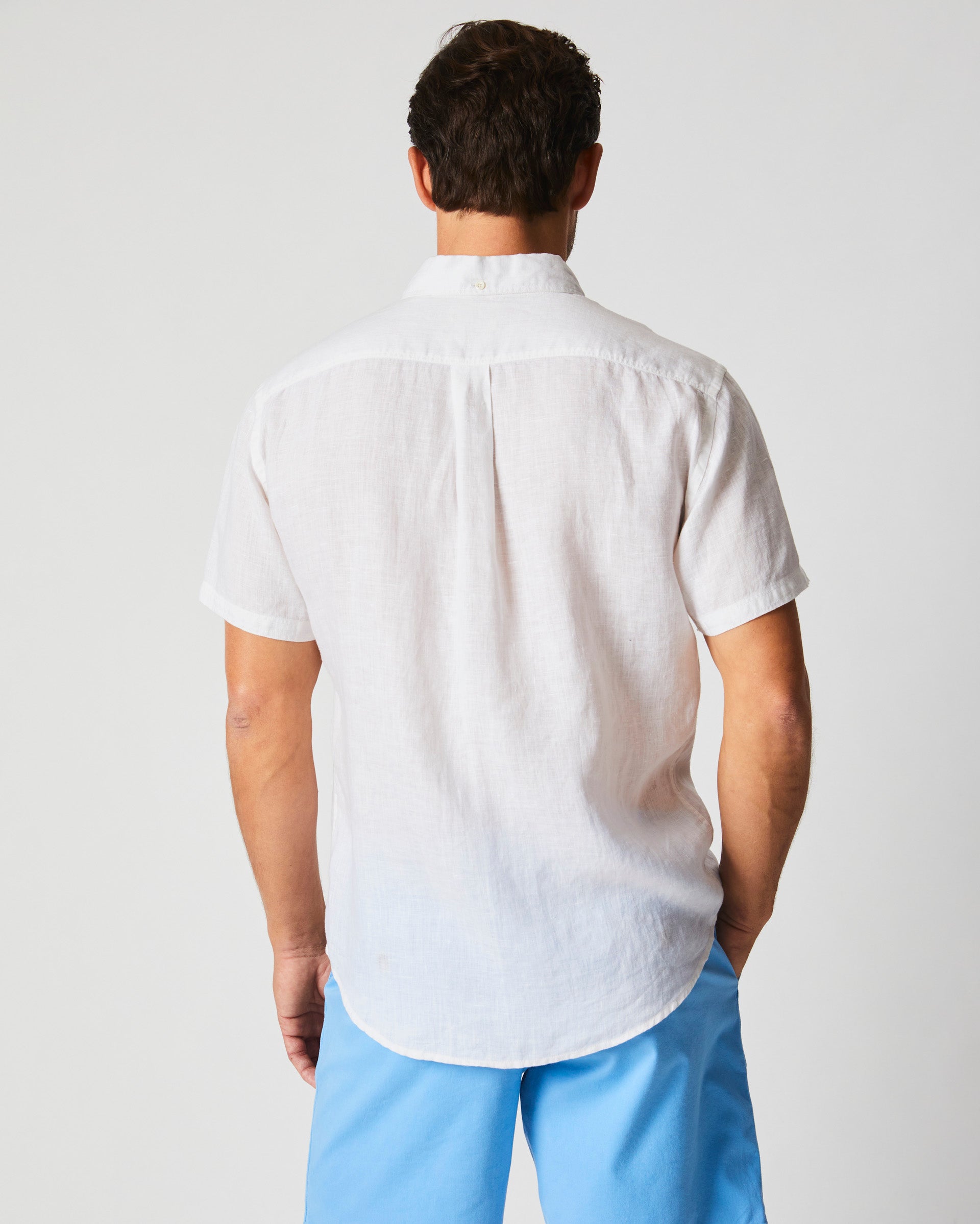Short Sleeve Linen Tuscumbia Shirt Button Down White Billy Reid