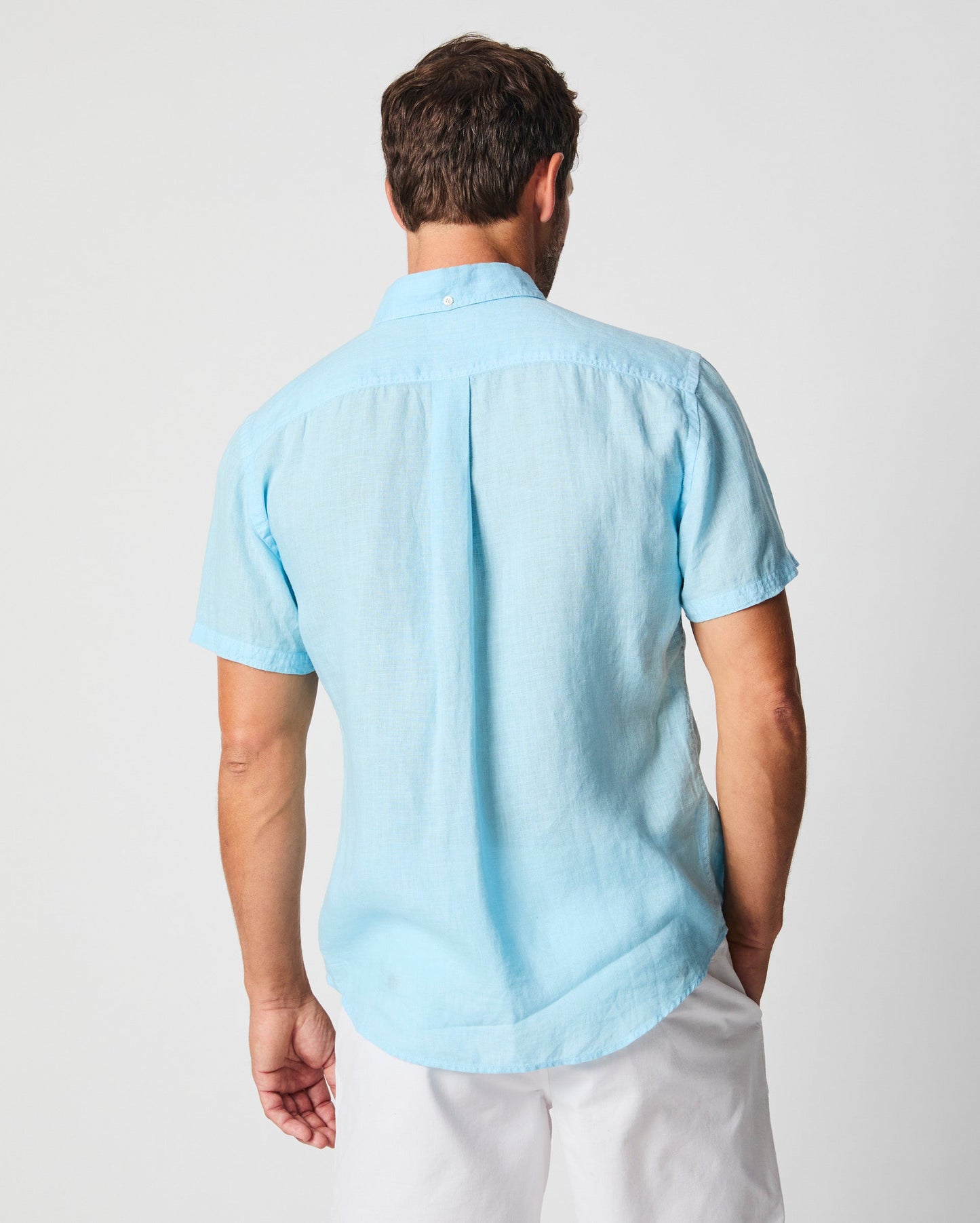 Short Sleeve Linen Tuscumbia Shirt Button Down Day Blue Billy Reid