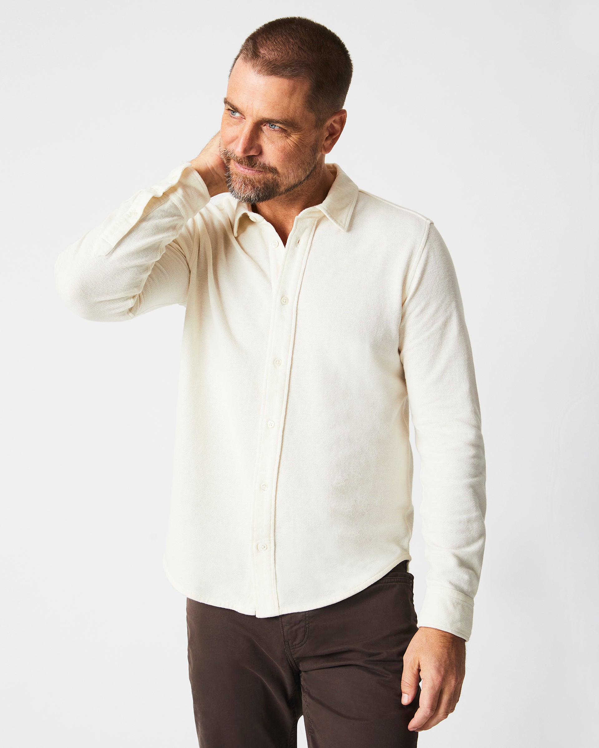 Long Sleeve Knit Yellowhammer Shirt Tinted White Billy Reid