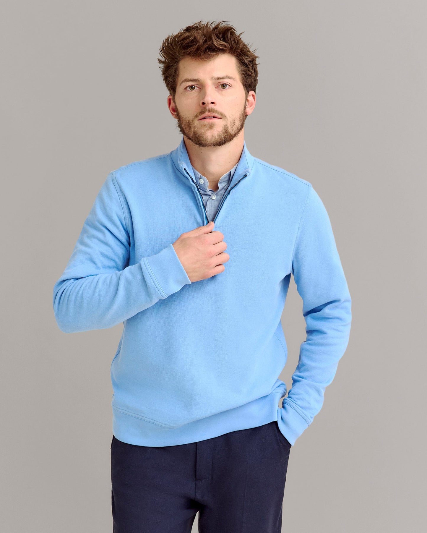 Cullman Half Zip French Blue Billy Reid
