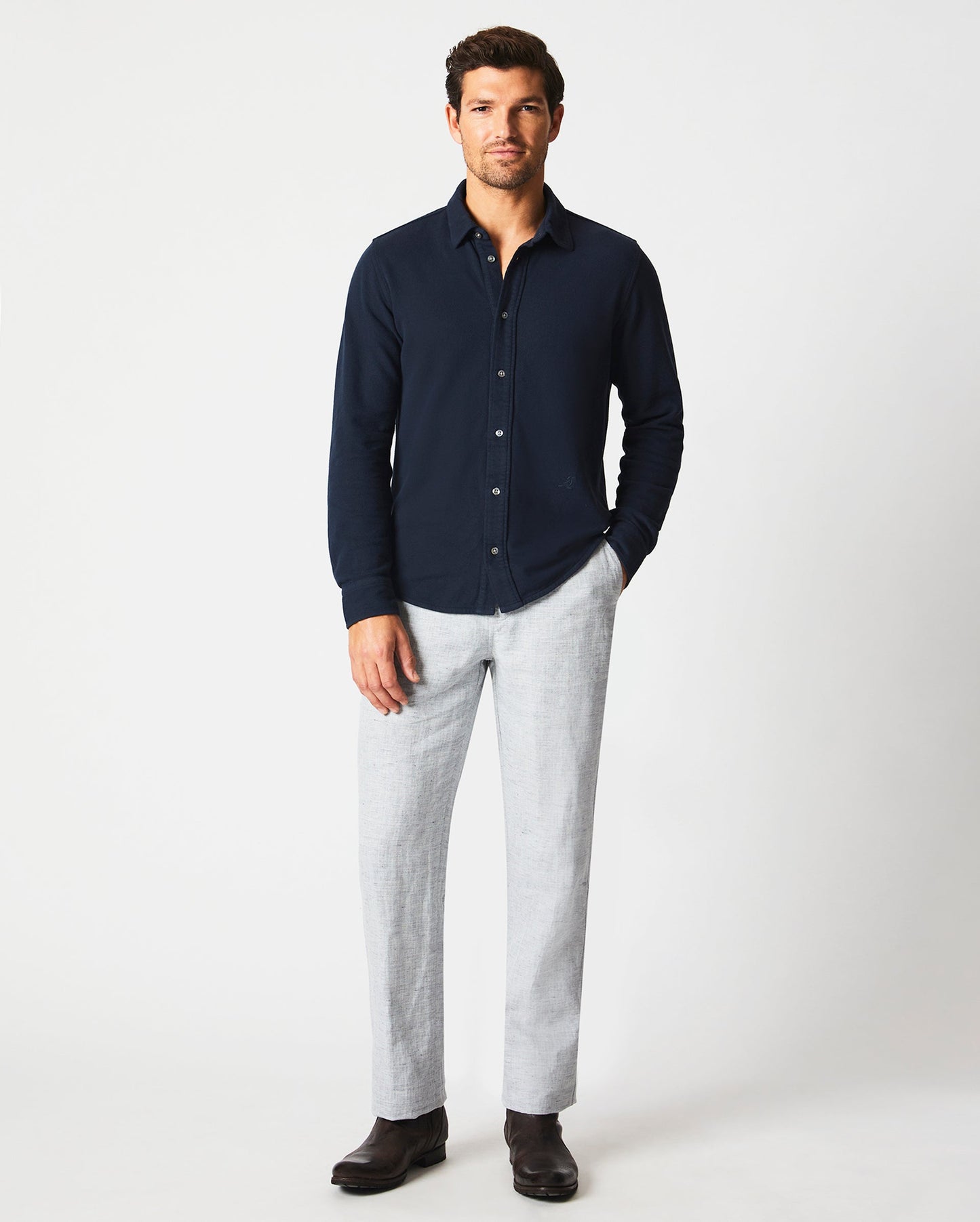 Long Sleeve Knit Yellowhammer Shirt Carbon Blue Billy Reid