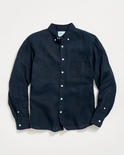 Tuscumbia Linen Shirt Button Down Carbon Blue Billy Reid