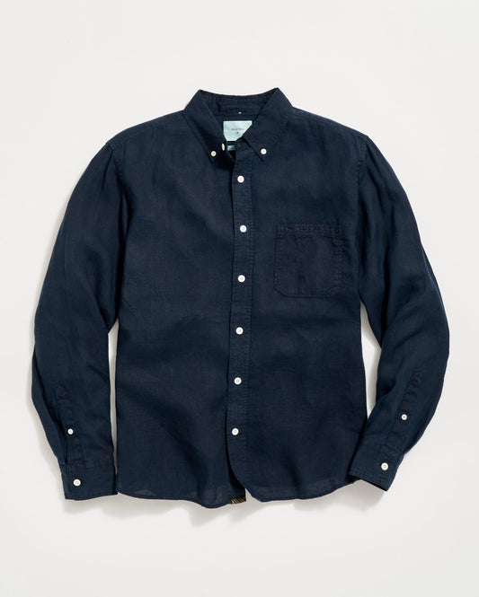 Tuscumbia Linen Shirt Button Down Carbon Blue Billy Reid