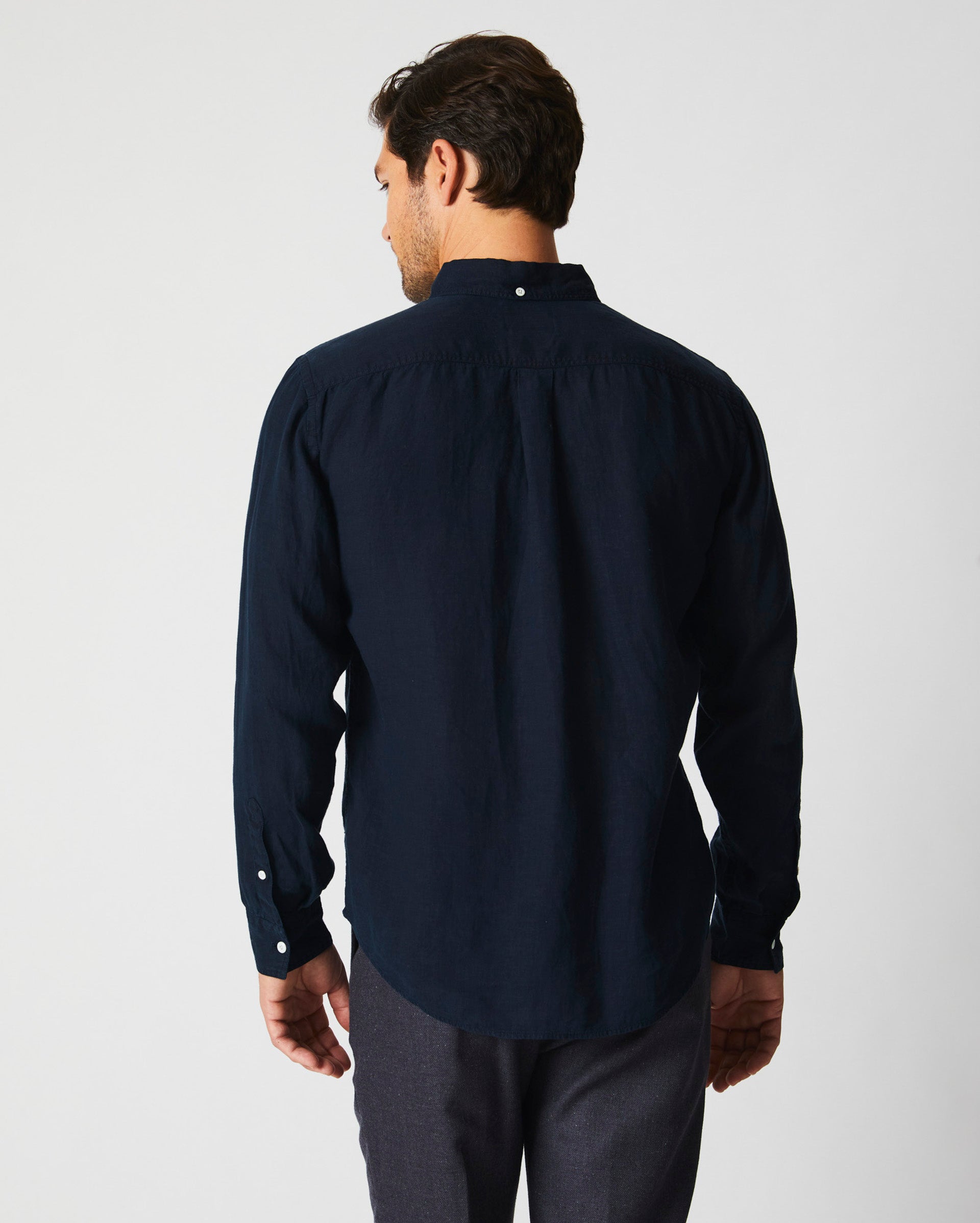 Tuscumbia Linen Shirt Button Down Carbon Blue Billy Reid