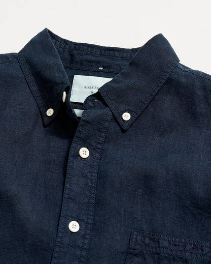 Tuscumbia Linen Shirt Button Down Carbon Blue Billy Reid