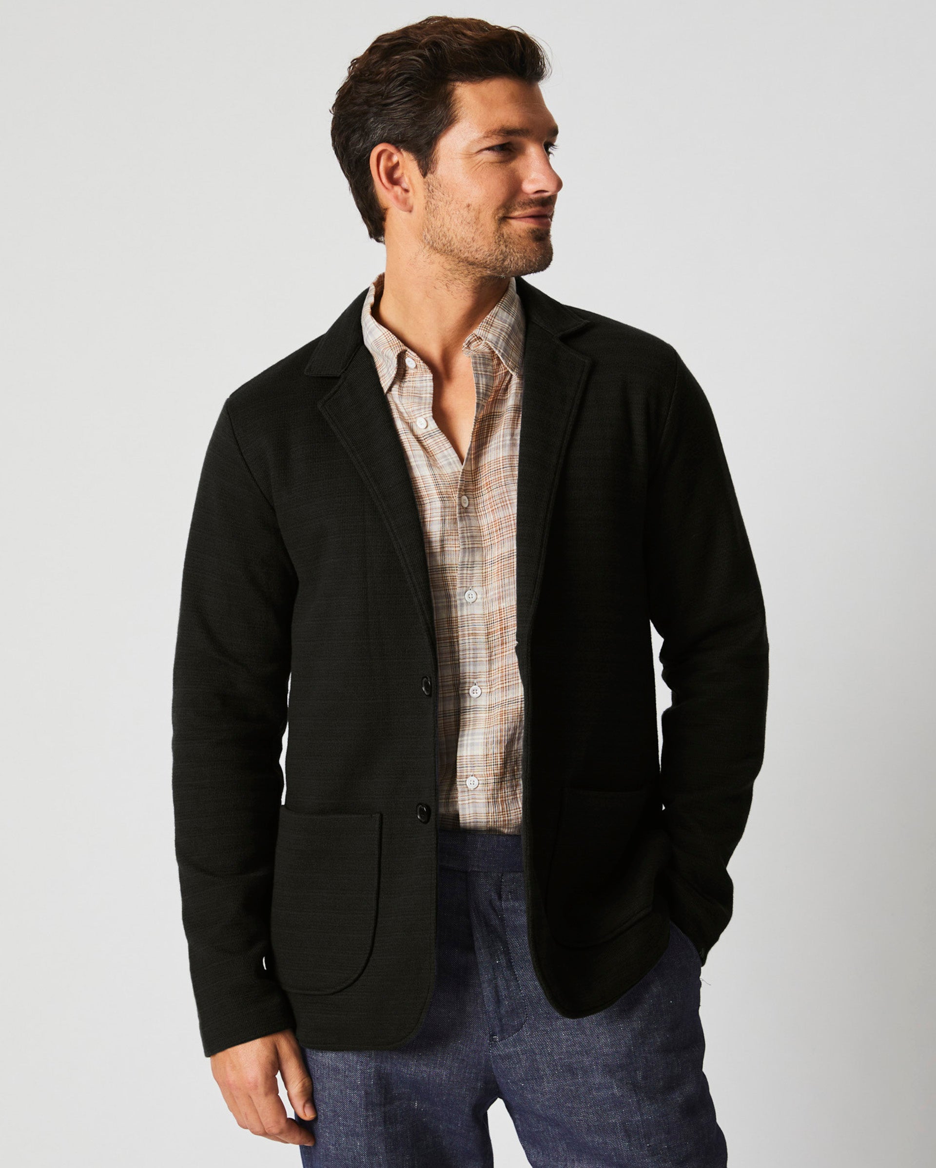 Ottoman Knit Sport Coat Dark Asphalt Billy Reid