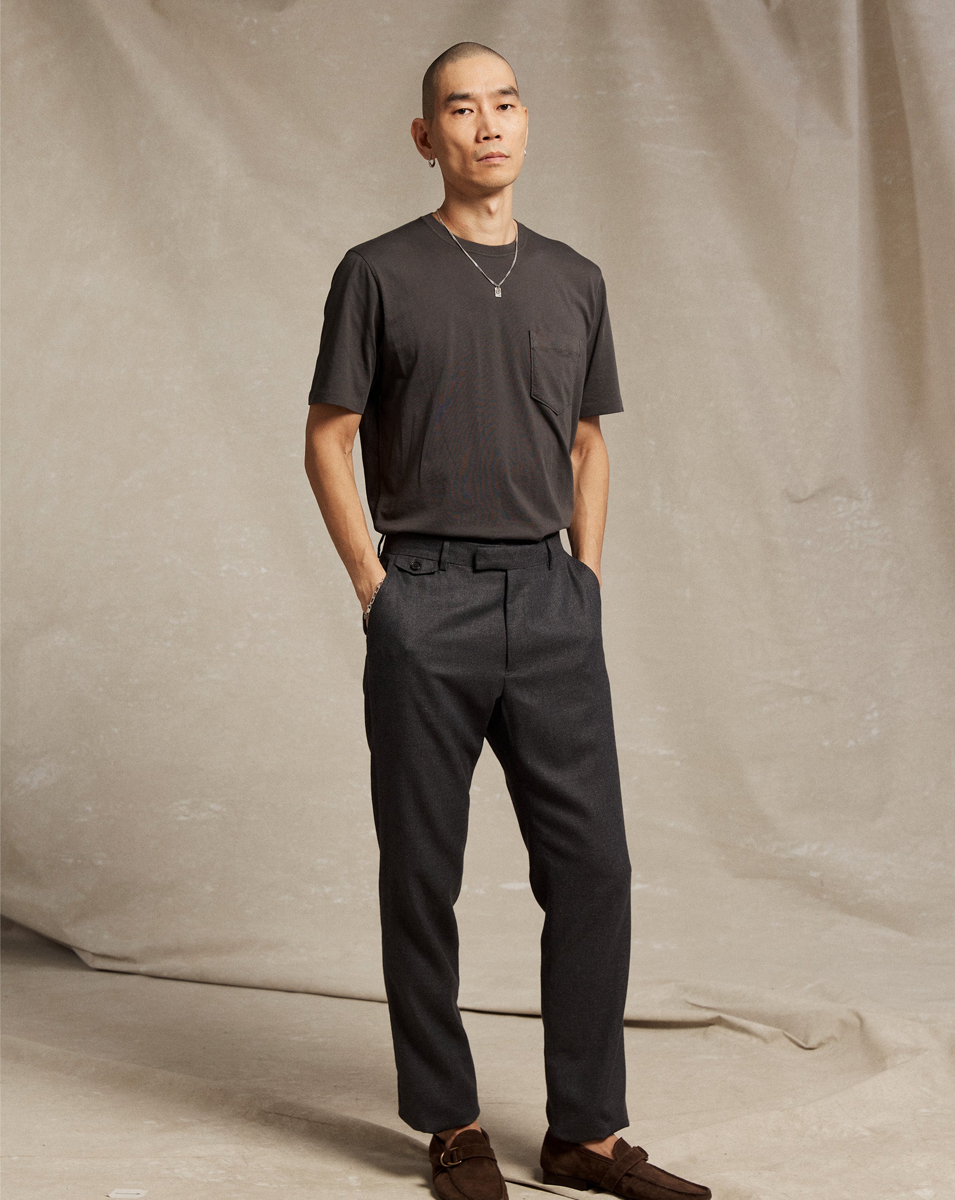 Flat Front Trouser Charcoal Billy Reid