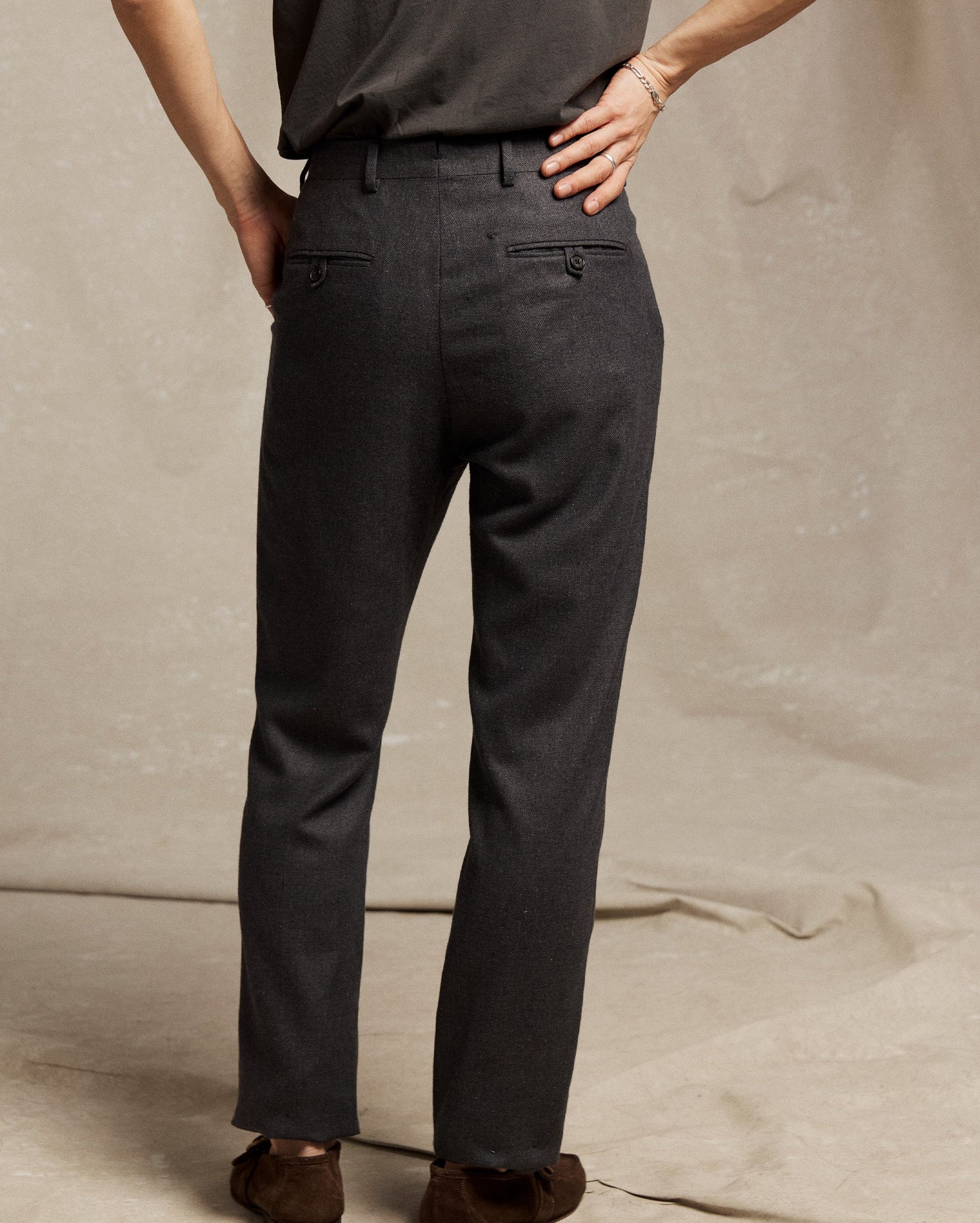 Flat Front Trouser Charcoal Billy Reid
