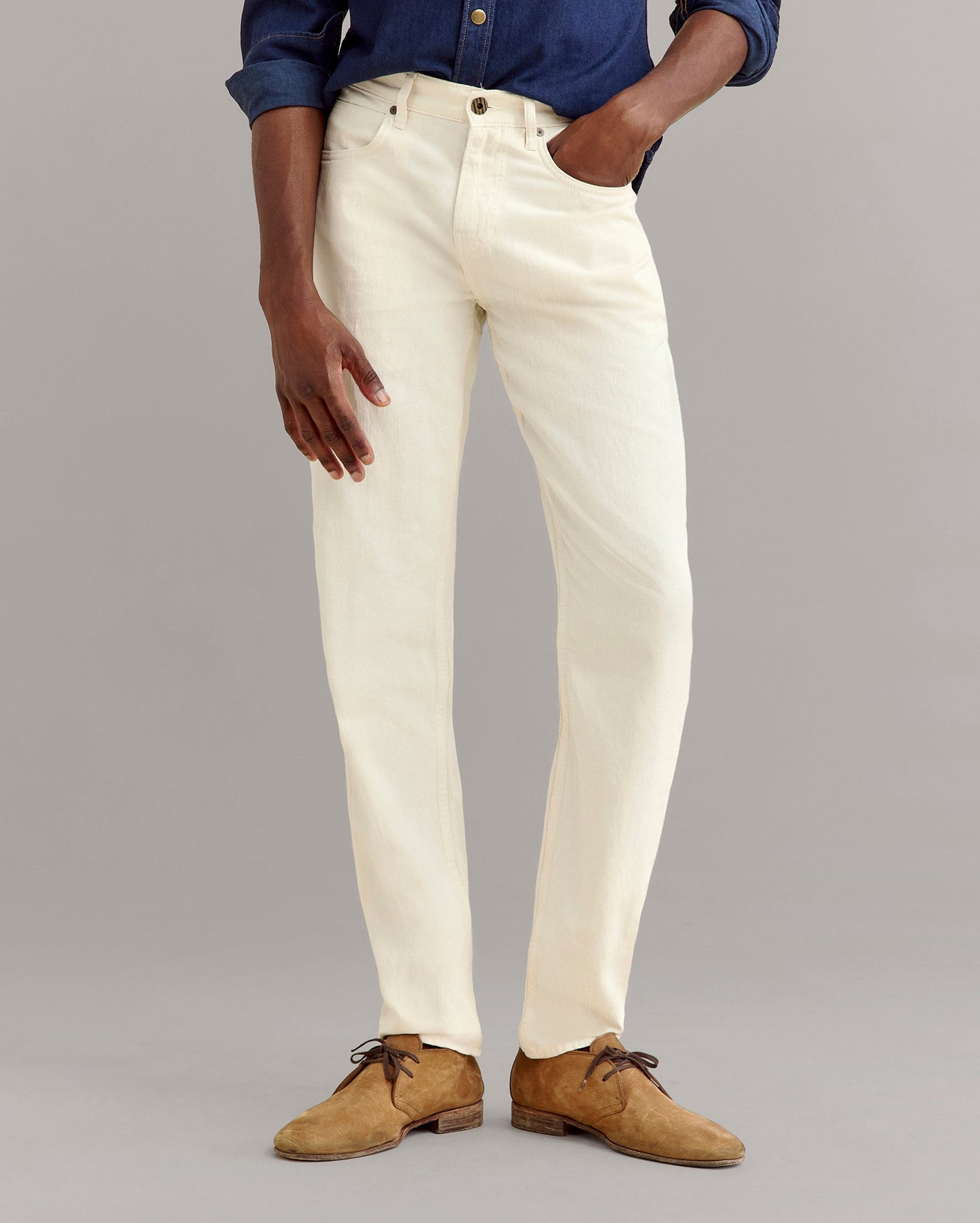 Cotton Linen 5 Pocket Pant Eggshell Billy Reid
