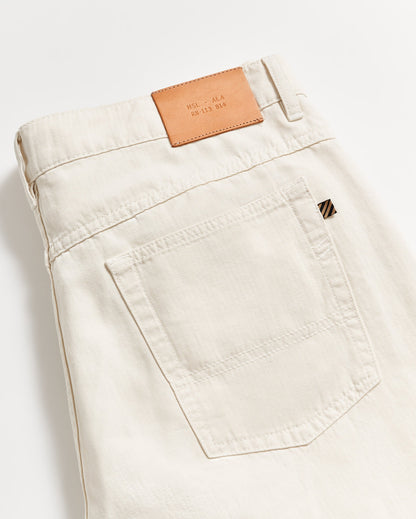 Cotton Linen 5 Pocket Pant Eggshell Billy Reid
