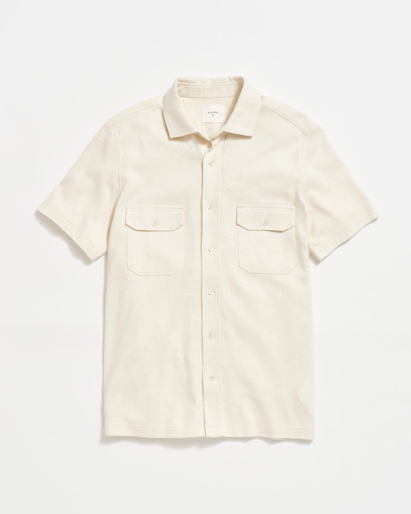 Short Sleeve Hemp Cotton Knit Shirt Tinted White Billy Reid