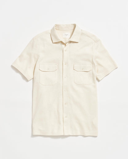 Short Sleeve Hemp Cotton Knit Shirt Tinted White Billy Reid