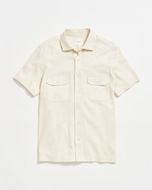 Short Sleeve Hemp Cotton Knit Shirt Tinted White Billy Reid