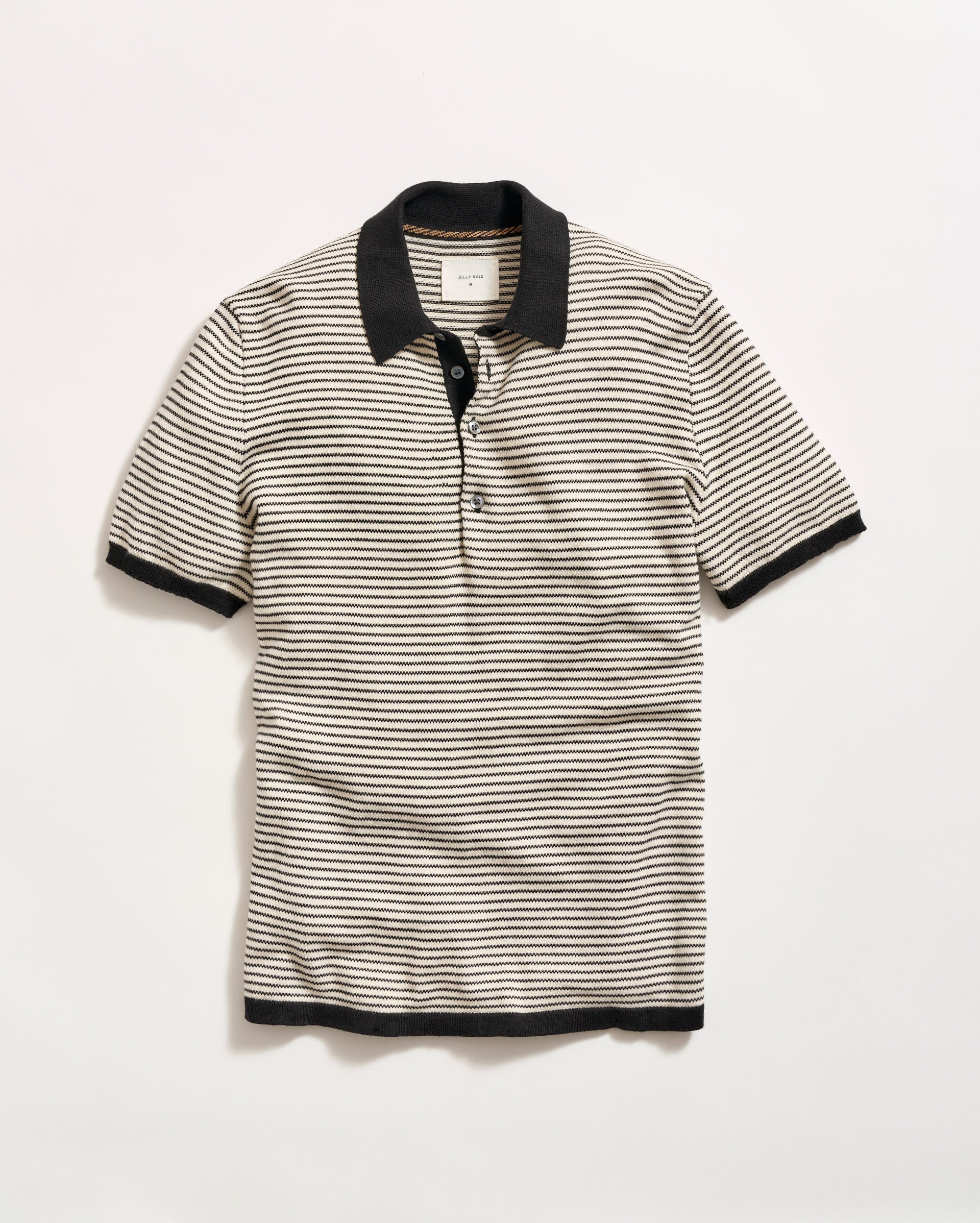 Stripe Sweater Polo Tinted White/Black Billy Reid