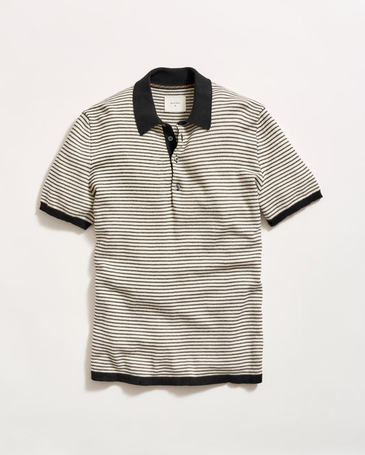 Stripe Sweater Polo Tinted White/Black Billy Reid