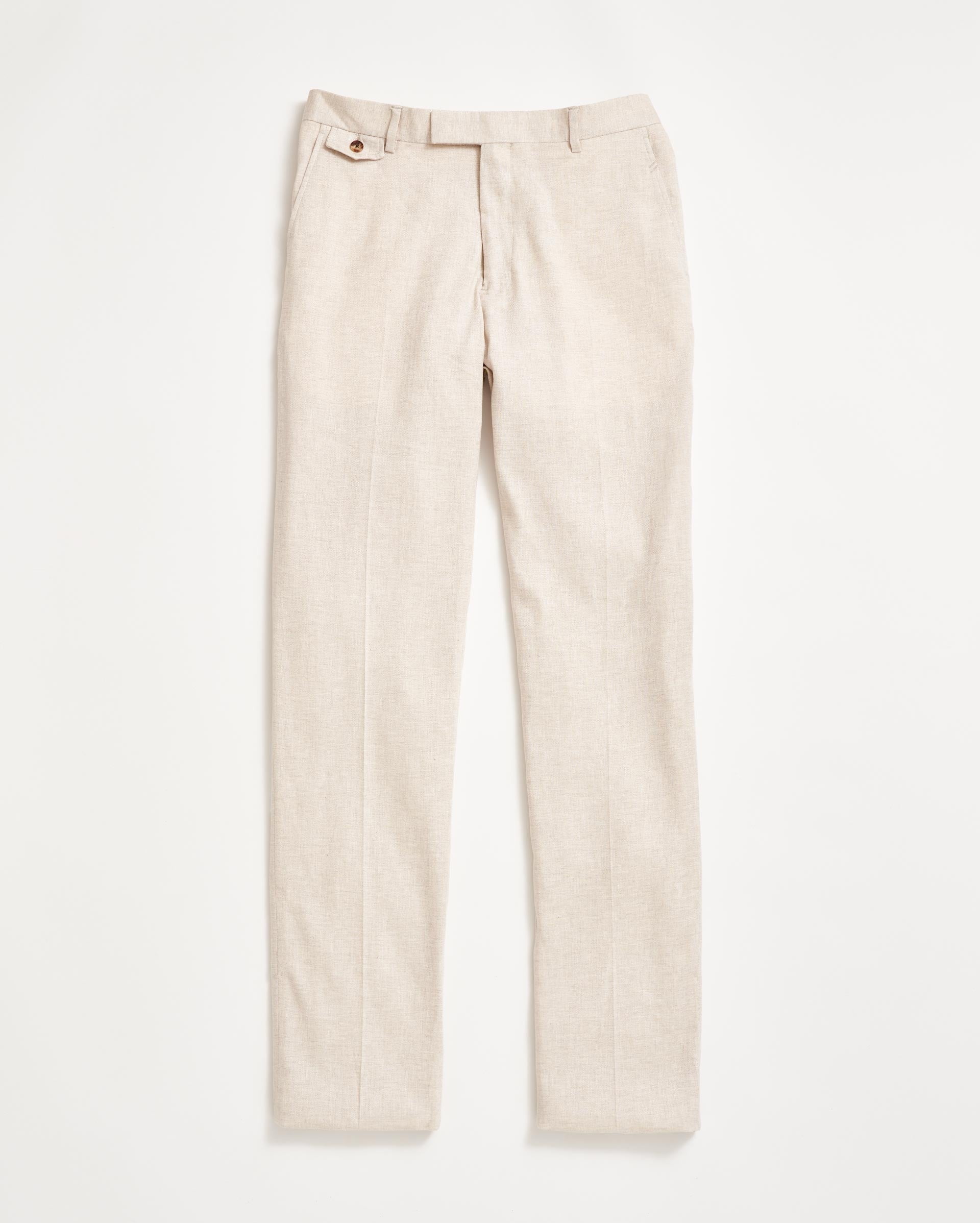 Herringbone Flat Front Trouser Natural Billy Reid