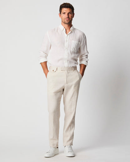Herringbone Flat Front Trouser Natural Billy Reid