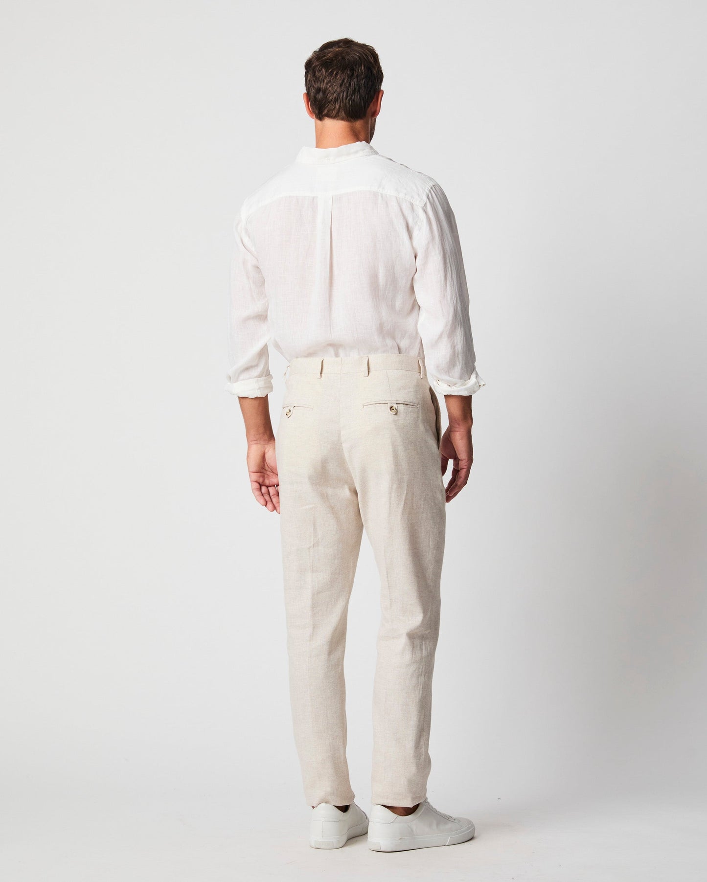 Herringbone Flat Front Trouser Natural Billy Reid