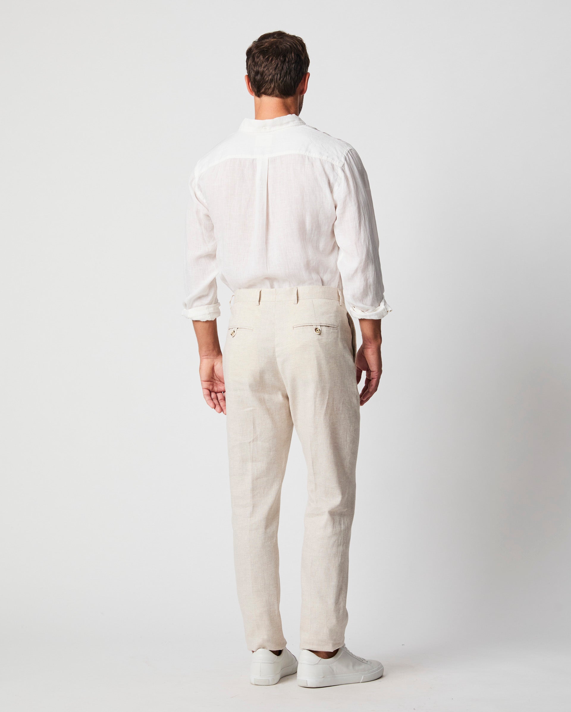 Herringbone Flat Front Trouser Natural Billy Reid