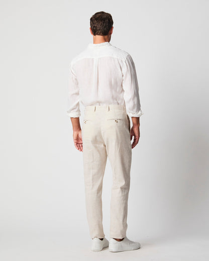 Herringbone Flat Front Trouser Natural Billy Reid