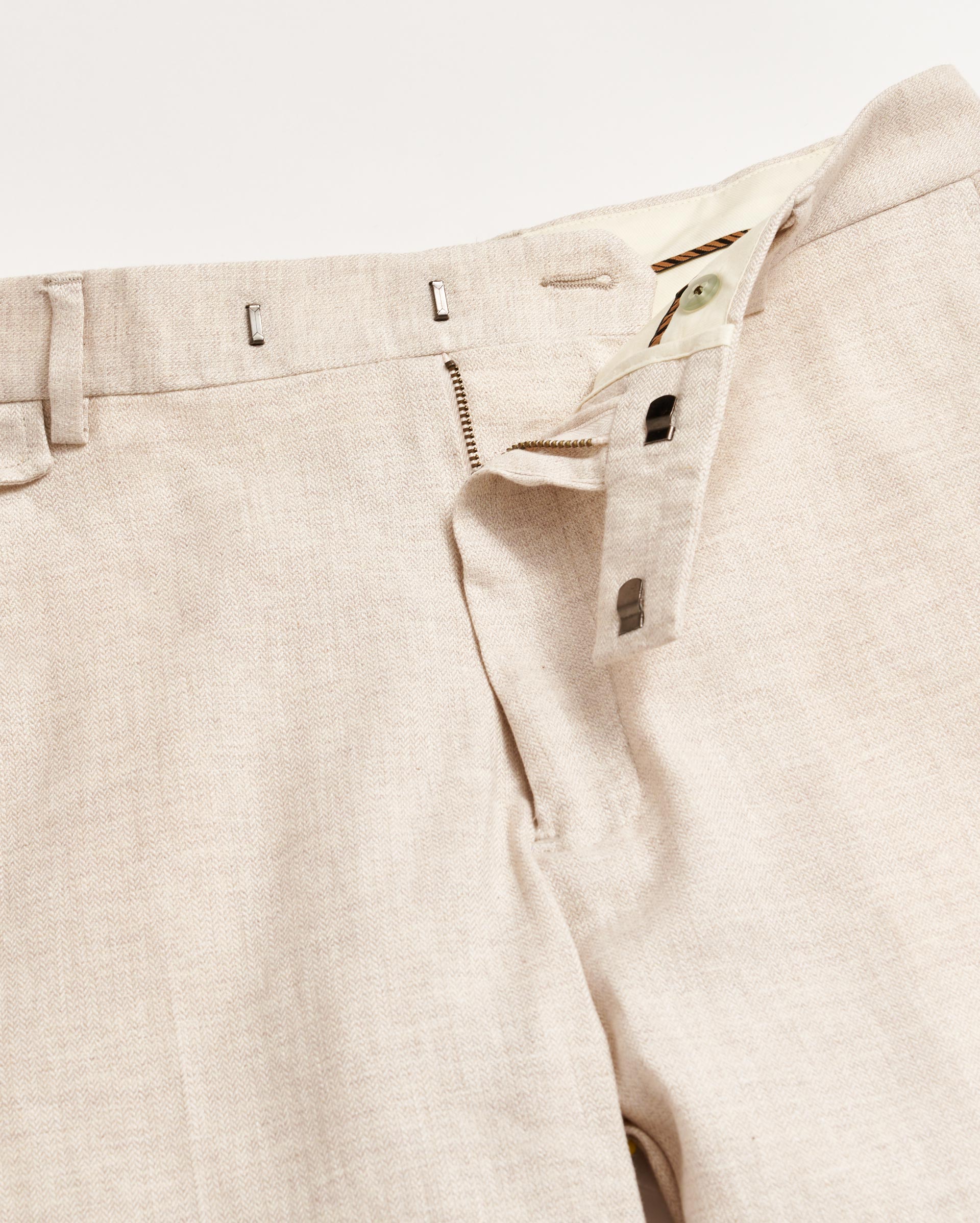 Herringbone Flat Front Trouser Natural Billy Reid