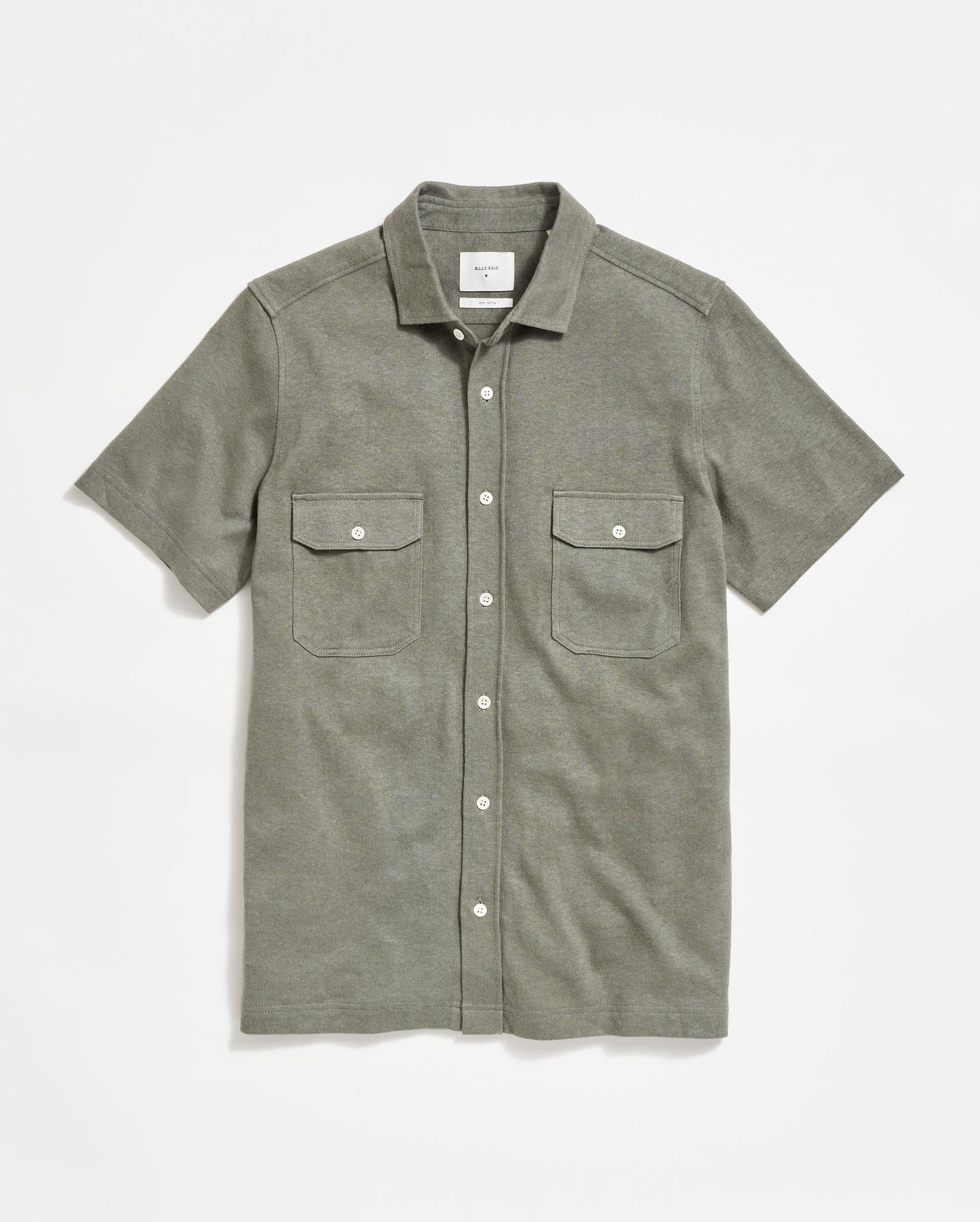 Short Sleeve Hemp Cotton Knit Shirt Washed Grey Billy Reid