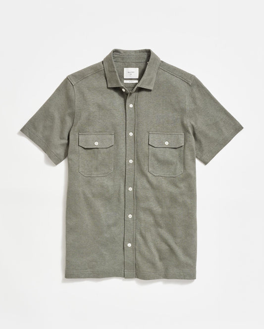 Short Sleeve Hemp Cotton Knit Shirt Washed Grey Billy Reid