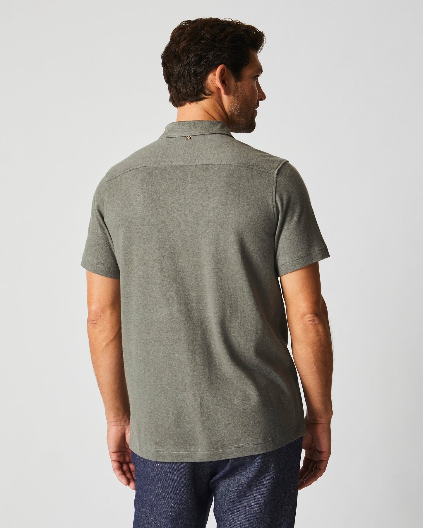 Short Sleeve Hemp Cotton Knit Shirt Washed Grey Billy Reid