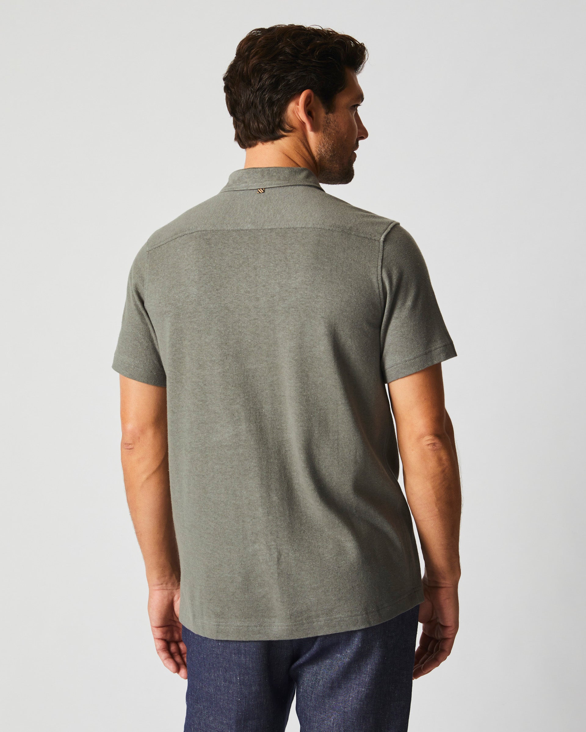Short Sleeve Hemp Cotton Knit Shirt Washed Grey Billy Reid