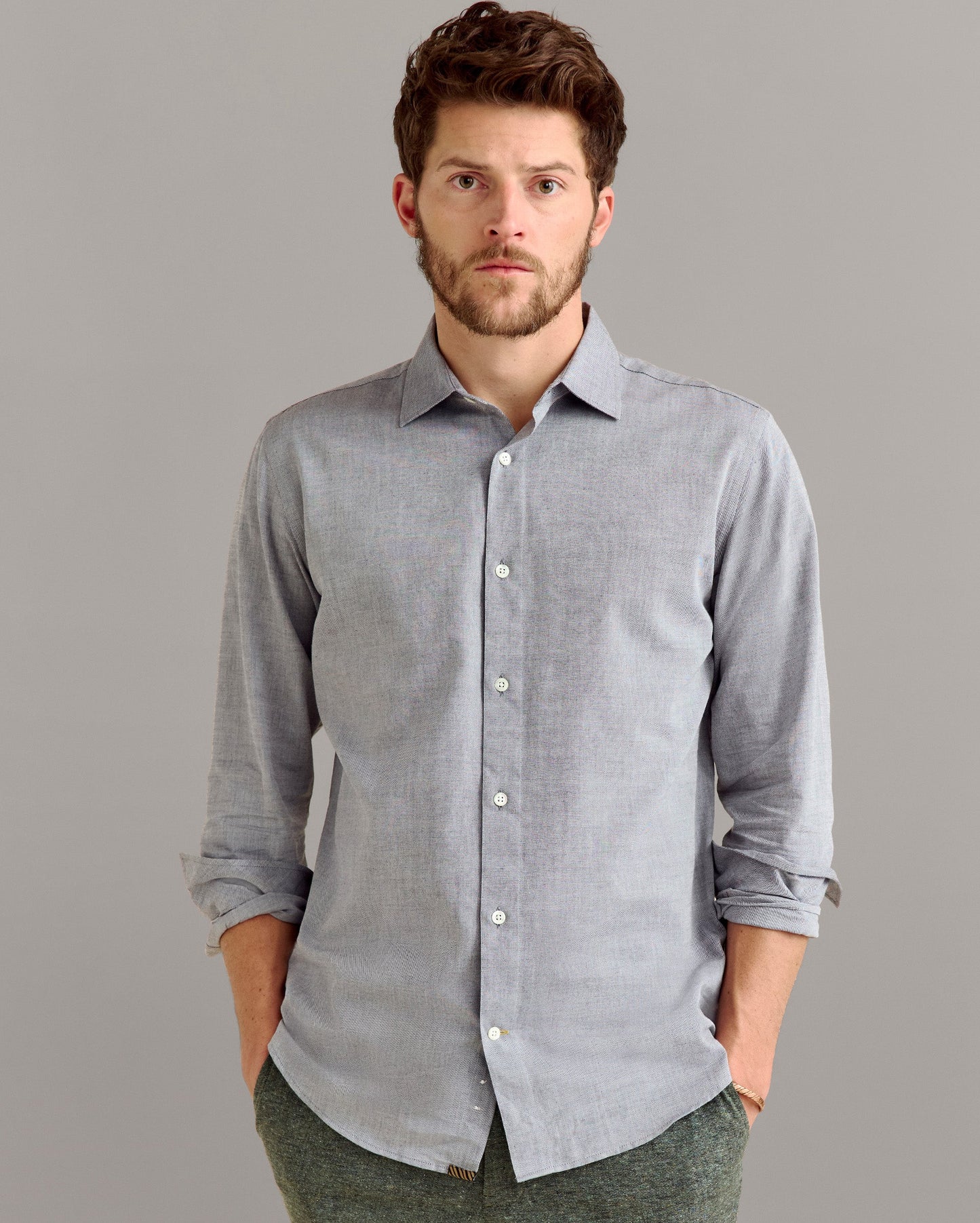 Oxford Hutcheson Dress Shirt Light Grey Billy Reid