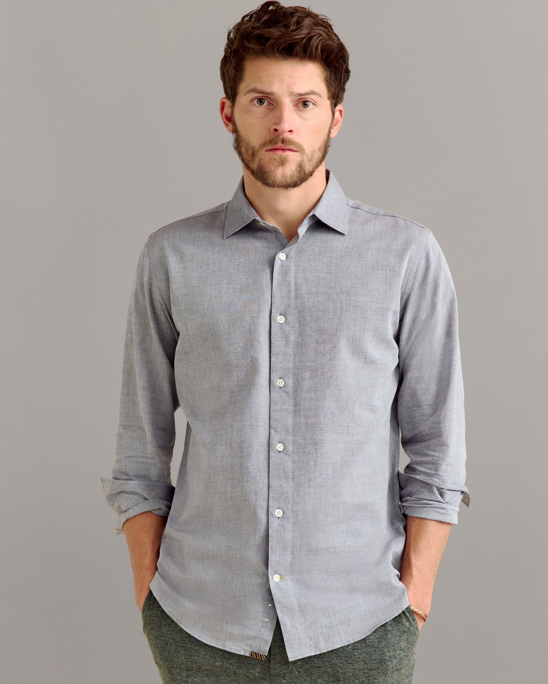 Oxford Hutcheson Dress Shirt Light Grey Billy Reid