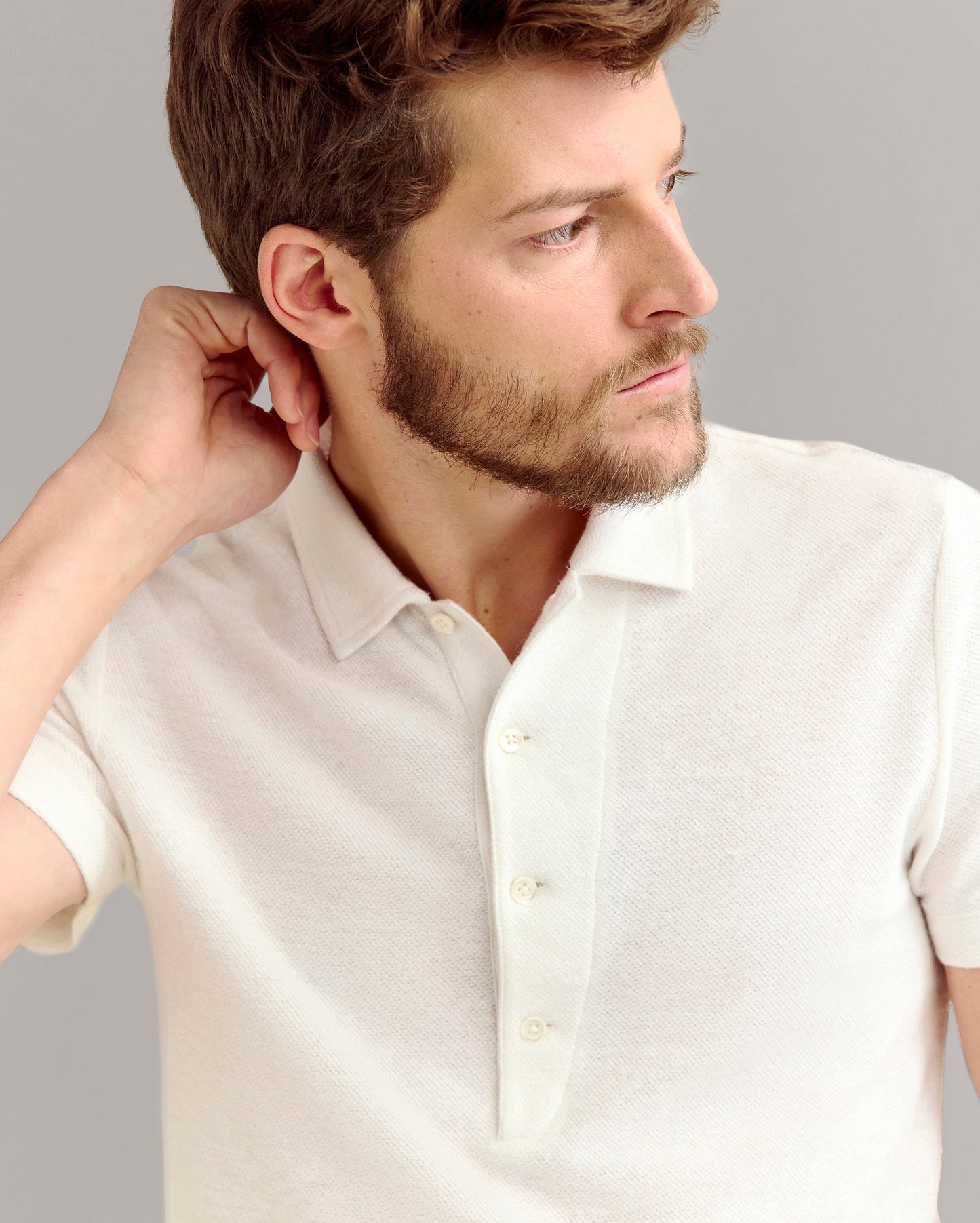 Hemp Cotton Twill Polo White Billy Reid