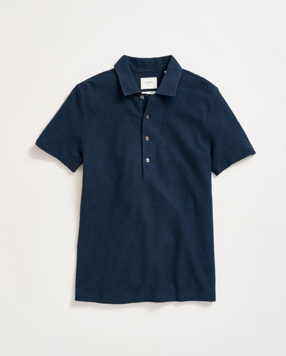 Hemp Cotton Twill Polo Carbon Blue Billy Reid