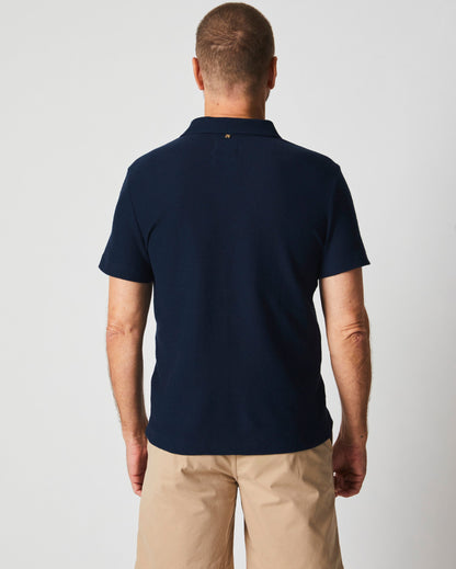 Hemp Cotton Twill Polo Carbon Blue Billy Reid