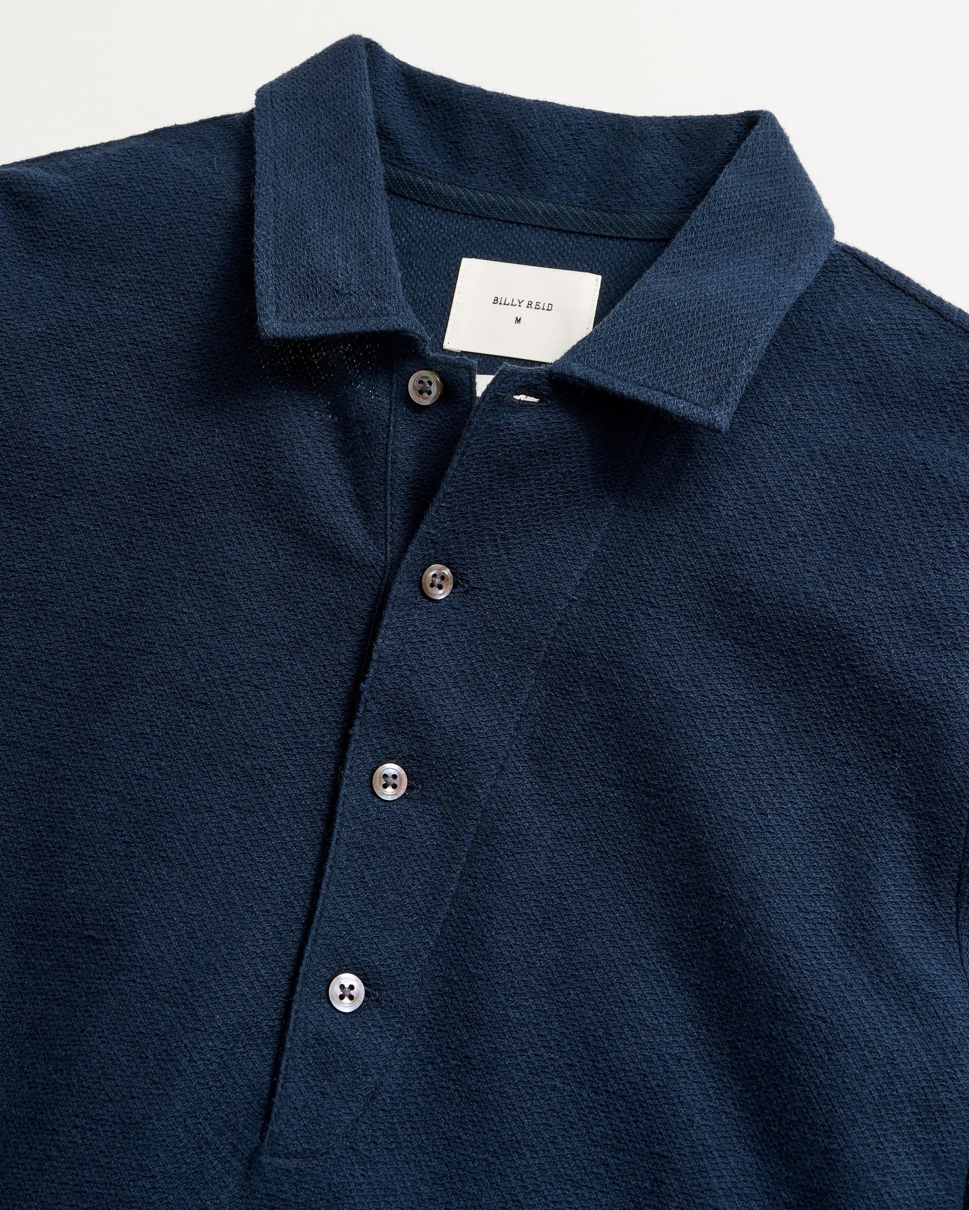 Hemp Cotton Twill Polo Carbon Blue Billy Reid
