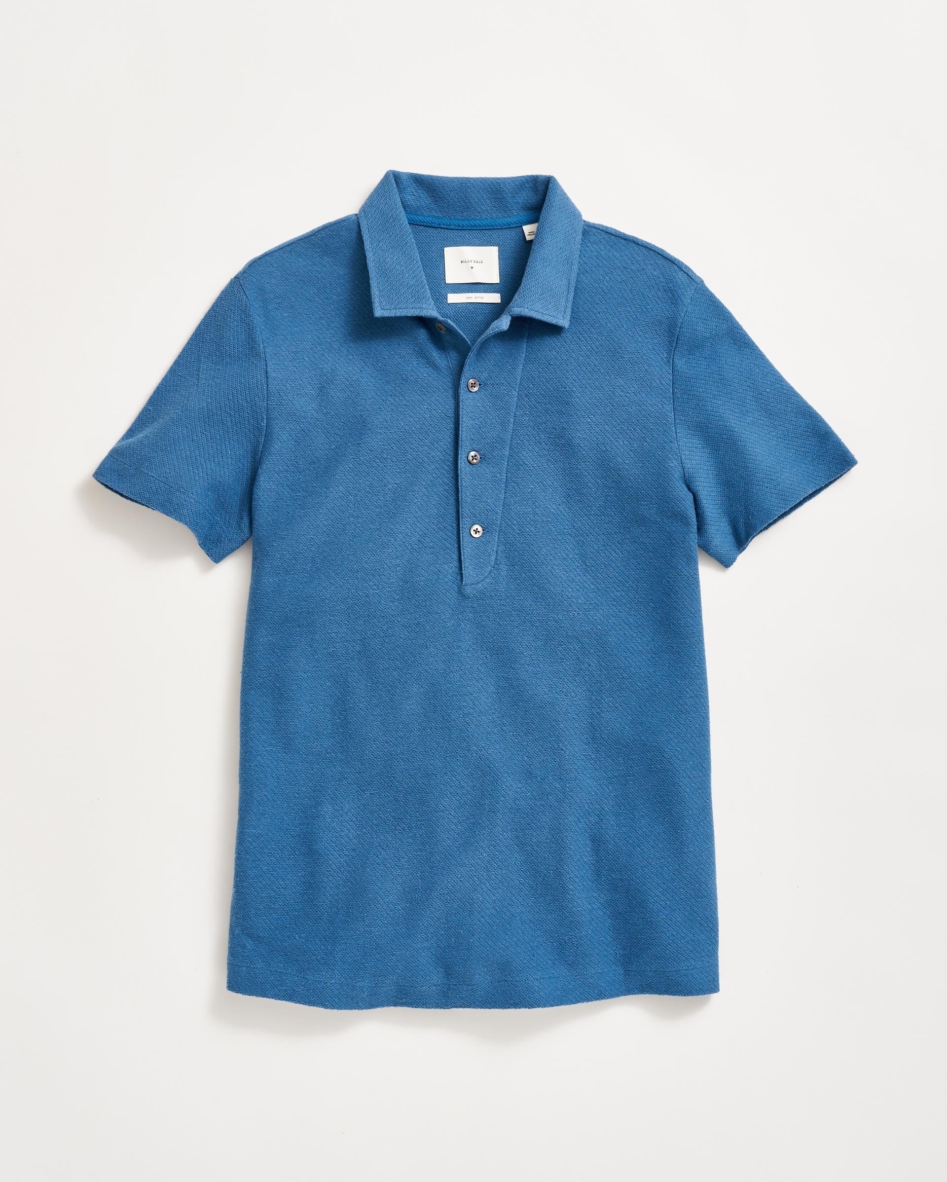 Hemp Cotton Twill Polo Dark Blue Billy Reid
