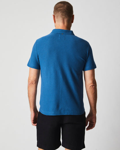 Hemp Cotton Twill Polo Dark Blue Billy Reid