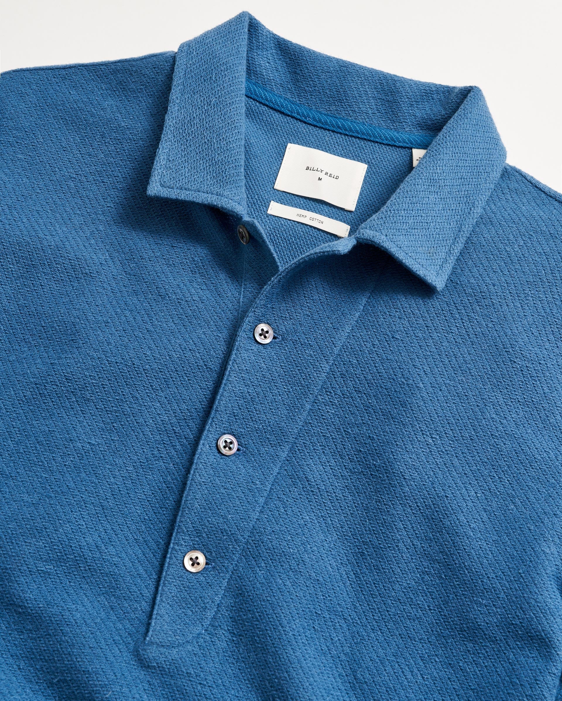 Hemp Cotton Twill Polo Dark Blue Billy Reid