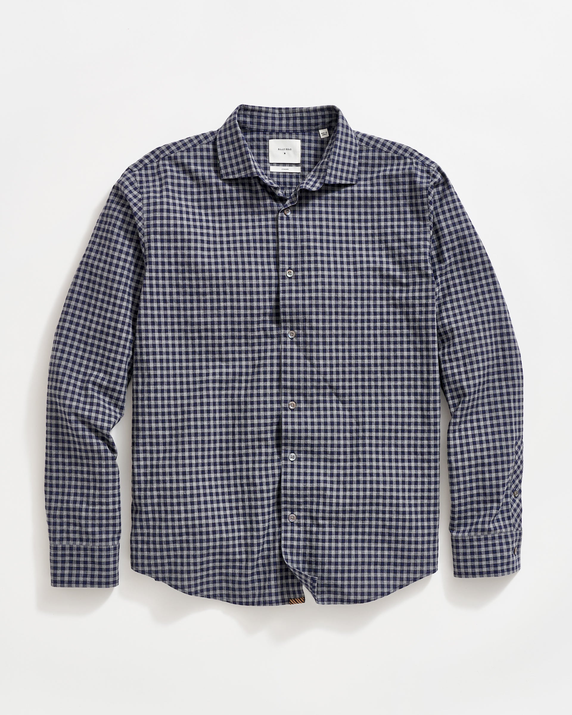 Plaid Check Hutcheson Sport Shirt Navy/Grey Billy Reid