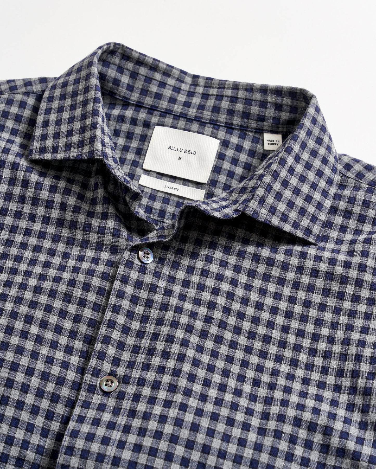 Plaid Check Hutcheson Sport Shirt Navy/Grey Billy Reid