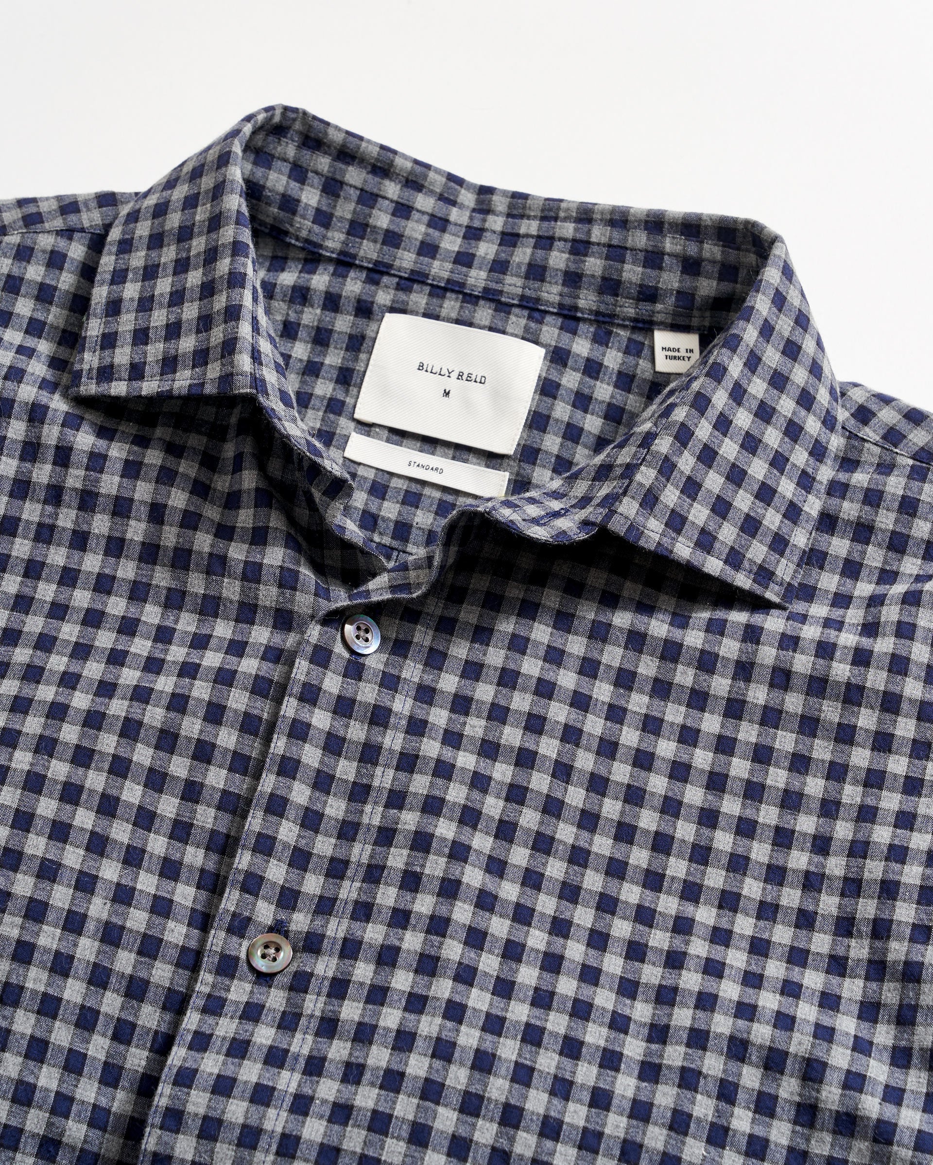 Plaid Check Hutcheson Sport Shirt Navy/Grey Billy Reid