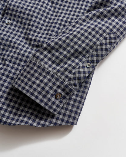 Plaid Check Hutcheson Sport Shirt Navy/Grey Billy Reid