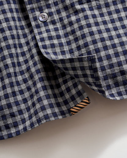 Plaid Check Hutcheson Sport Shirt Navy/Grey Billy Reid