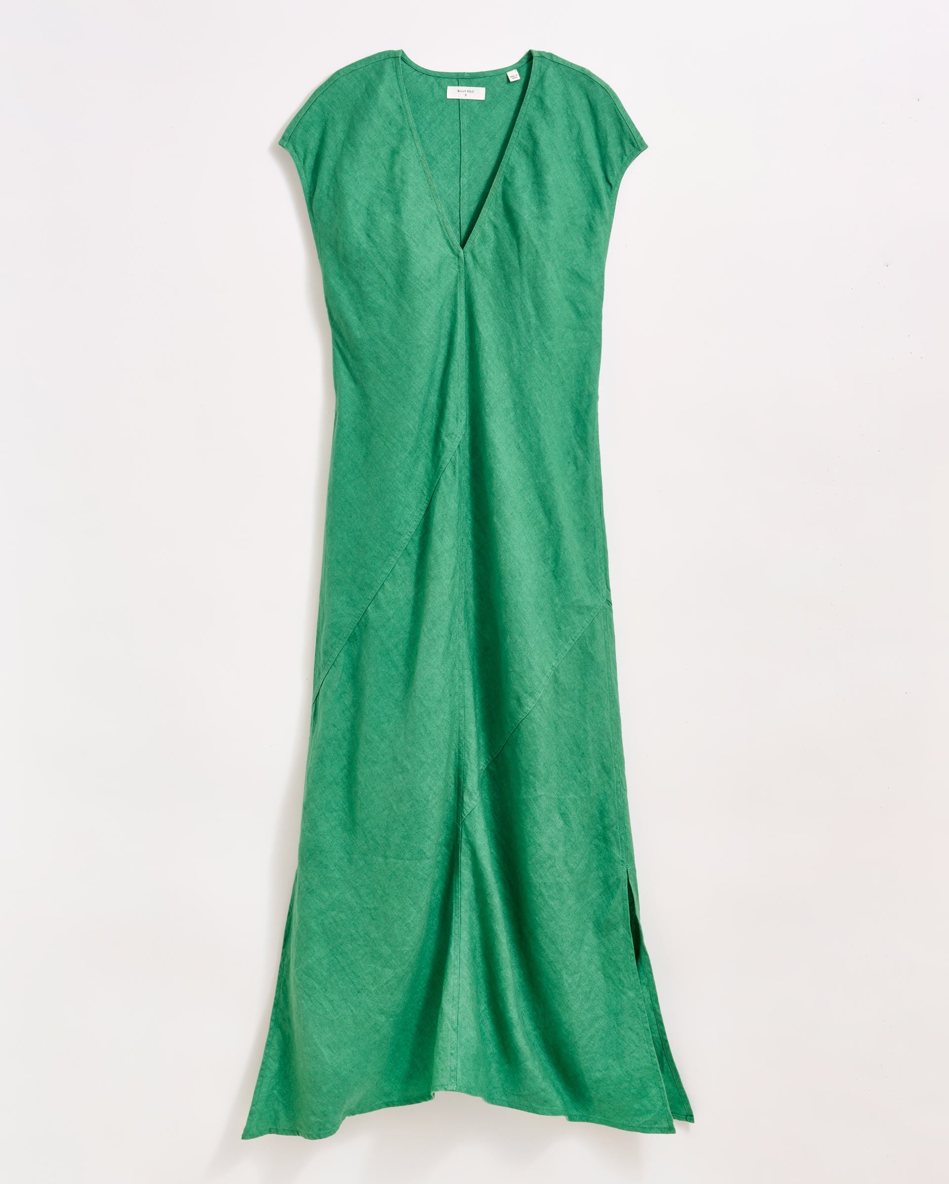 Maxi Bias Linen Dress Green Billy Reid