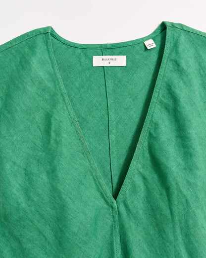 Maxi Bias Linen Dress Green Billy Reid