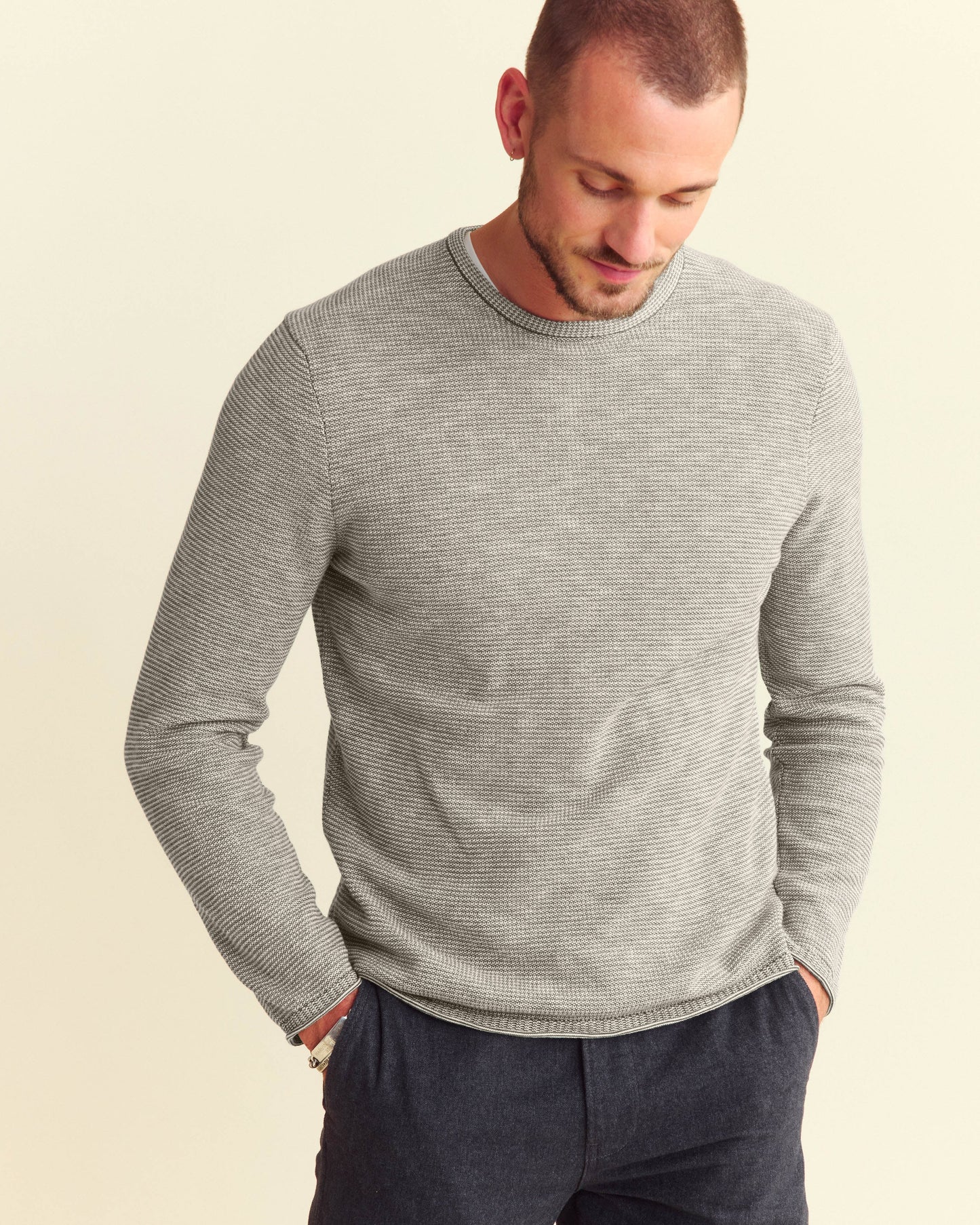 Tuck Stripe Crew Moss Green Billy Reid