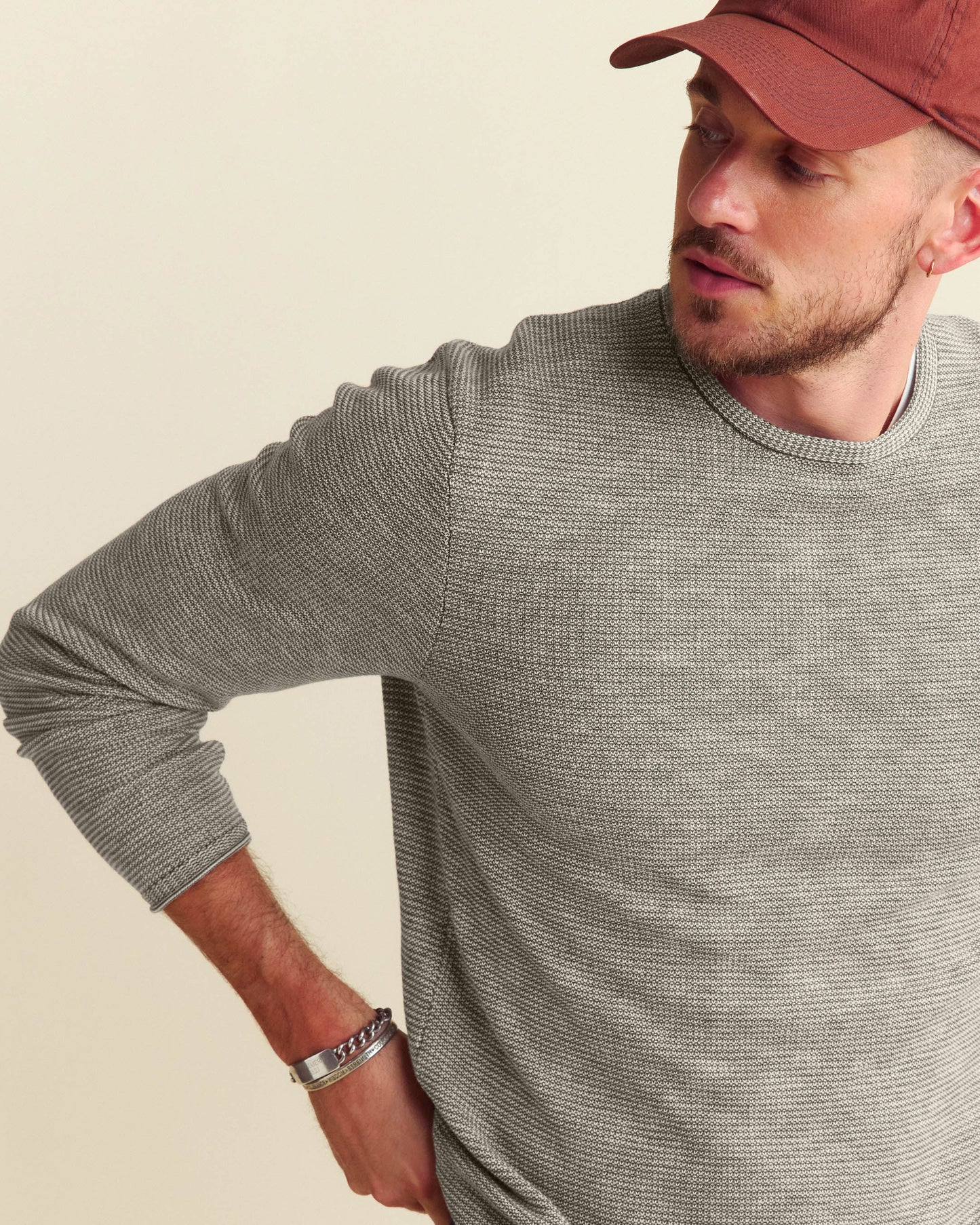 Tuck Stripe Crew Moss Green Billy Reid