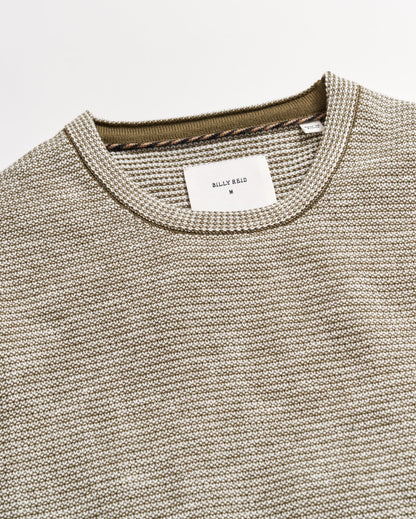 Tuck Stripe Crew Moss Green Billy Reid